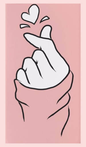 Saranghae Finger Heart With Pink Frame Wallpaper