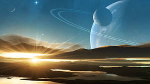 Saturn And Sunrise Wallpaper