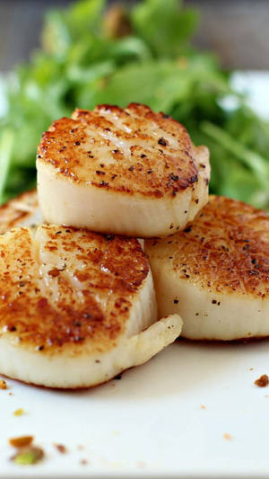 Scallops Seared With Lettuce Wallpaper