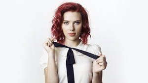 Scarlett Johansson Poses In Black Tie Wallpaper