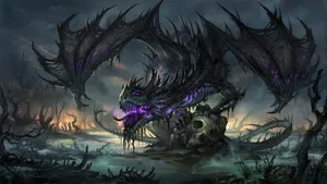 Scary Dragon On A Dark Lake Wallpaper