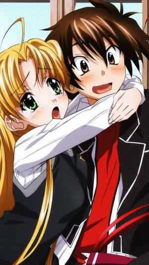 School Girl Anime Hug Wallpaper