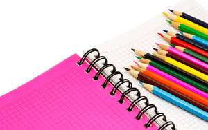 School Tools Colored Pencils-graph Notebook Wallpaper