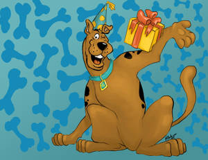 Scooby Doo With A Gift Wallpaper