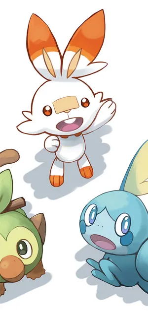 Scorbunny And Other Galar Starters Wallpaper