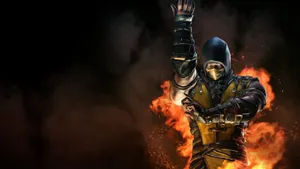 Scorpion Unleashing His Deadly Skills In Mortal Kombat Wallpaper