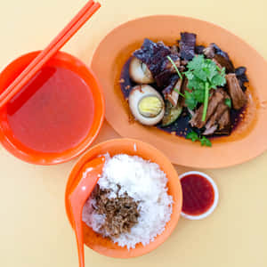 Scrumptious Duck Rice With Braised Sauce Wallpaper