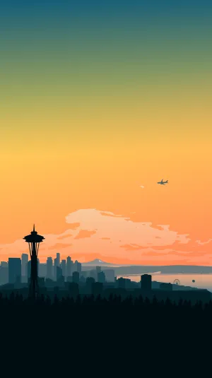 Seattle Iphone City Silhouette Wallpaper