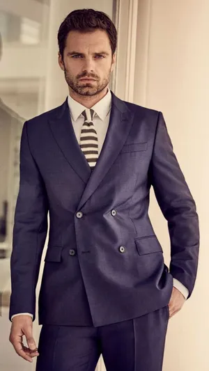 Sebastian Stan Purple Suit Wallpaper