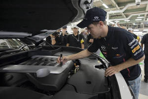 Sebastian Vettel Signing A Car Wallpaper