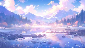 Serene_ Anime_ Landscape_at_ Dusk Wallpaper