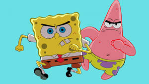 Serious Running Spongebob And Patrick Wallpaper