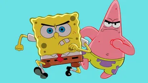 Serious Running Spongebob And Patrick Wallpaper