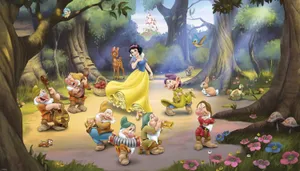 Seven Dwarfs In The Woods Wallpaper