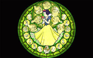 Seven Dwarfs Stained Glass Window Wallpaper