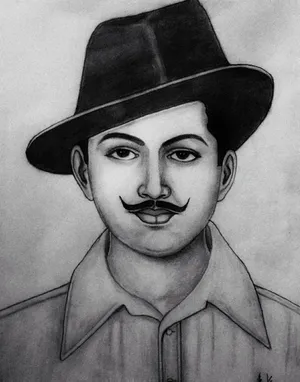 Shaheed Bhagat Singh Charcoal Art Piece Wallpaper
