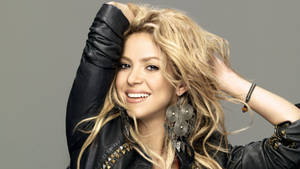 Shakira In Black Leather Jacket Wallpaper