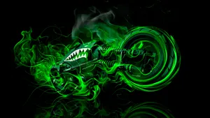 Shark Motorcycle With Green Fire Wallpaper