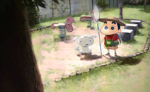 Shin Chan And Dog Wallpaper