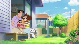 Shin Chan At Backyard Wallpaper