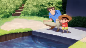 Shin Chan Fishing Wallpaper