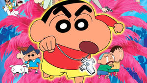 Shin Chan Pink Plant Wallpaper