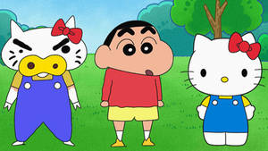 Shin Chan With Hello Kitty Wallpaper