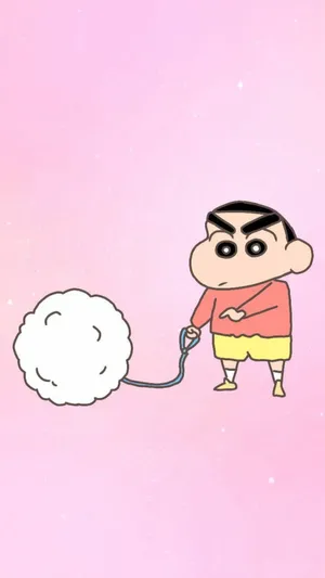 Shinchan Aesthetic With White Furball Wallpaper