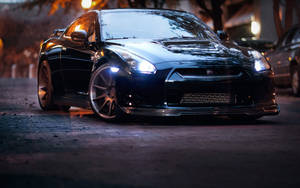 Shiny Black Nissan Gtr Car Wallpaper