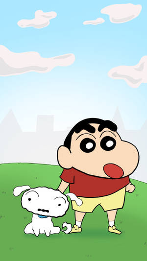 Shiro And Shin Chan Cartoon Wallpaper