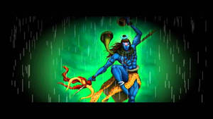 Shiv Tandav Shiva Green Aesthetic Rain Wallpaper