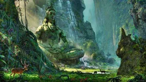 Shiv Tandav Statue In Mountain Wallpaper