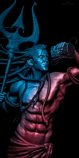 Shiva Iphone Blue And Red Body Wallpaper