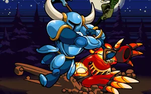 Shovel Knight Fighting Mole Knight Wallpaper