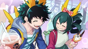 Show Your Love For My Hero Academia And Embrace Your Inner Kawaii Deku Wallpaper