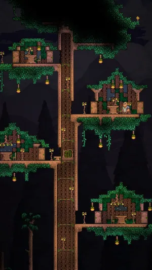 Showcase Of A Beautiful And Unique Tree-house In Terraria Wallpaper