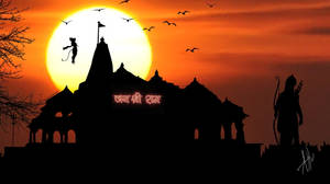 Shree Ram Temple Sunset Wallpaper