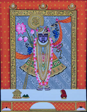 Shrinathji In Orange Frame Wallpaper