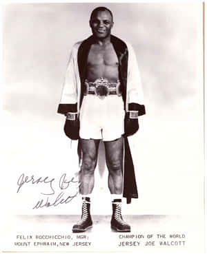 Signed Photo Of Jersey Joe Walcott Winning A World Title Wallpaper