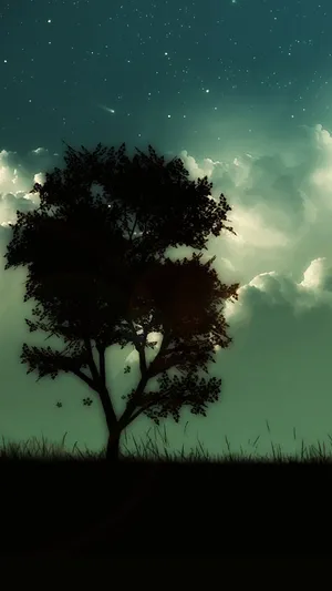 Silhouette Of Cool Dark Tree Wallpaper