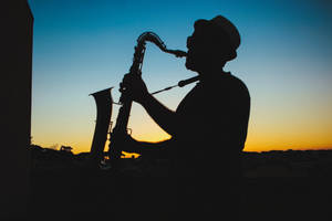 Silhouette Saxophone Music 4k Wallpaper