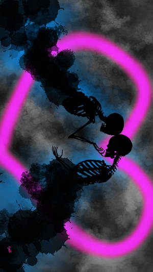 Silhouetted Skeleton Love Wallpaper