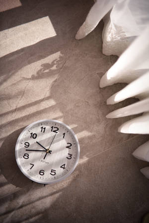 Silver Round Analog Wall Clock Wallpaper