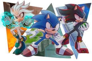 Silver The Hedgehog Triangle Frames Wallpaper