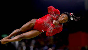 Simone Biles Artistic Gymnastics Routine Wallpaper