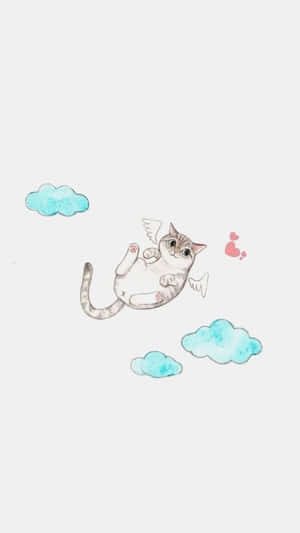 Simple And Cute Angel Cat Iphone Wallpaper