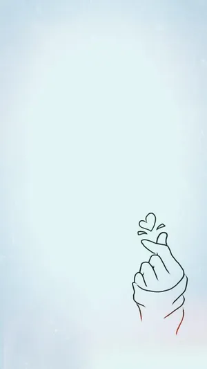 Simple Baby Blue Saranghae Finger Heart Wallpaper