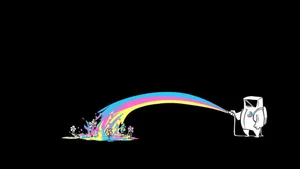 Simple Black Man Spraying Paint On Flowers Wallpaper