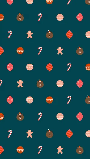 Simple Cute Christmas Iphone Bear Icons Wallpaper