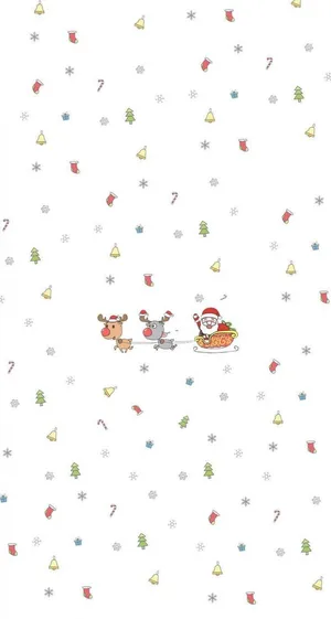 Simple Cute Christmas Iphone Santa And Reindeers Wallpaper